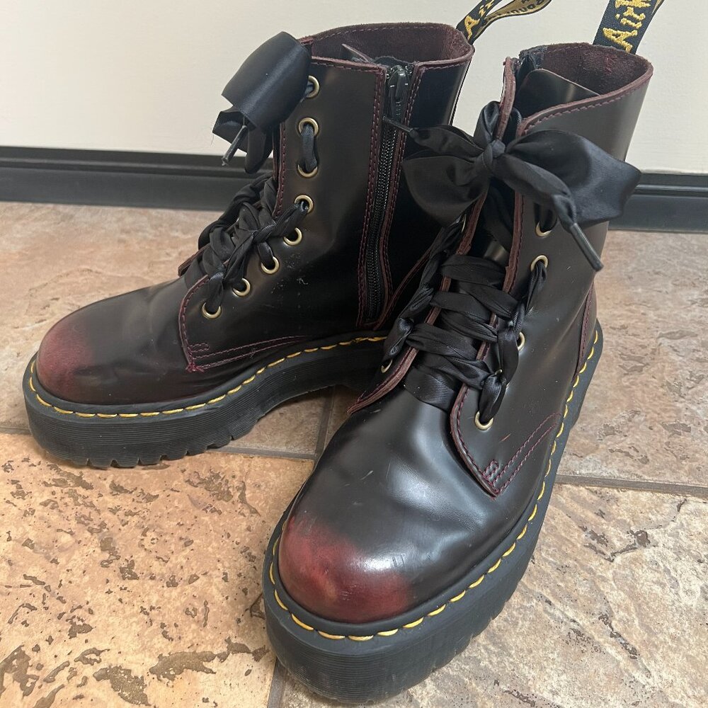 Dr. Martens Jadon Platform Arcadia Boots Size 8 - Cherry Red Burgundy/Oxblood